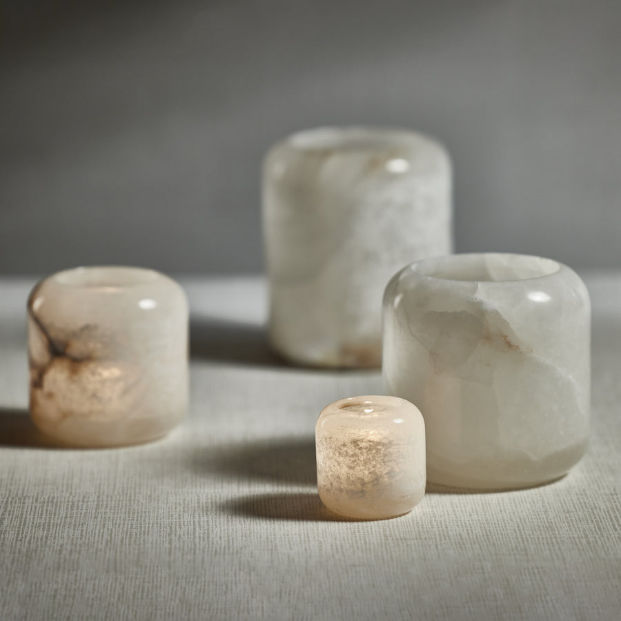 Teran Polished Alabaster Stone Candle Holder / Vase