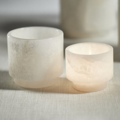 Yasmeen Polished Alabaster Stone Candle Holder - Candle Holders by Carlyle Avenue