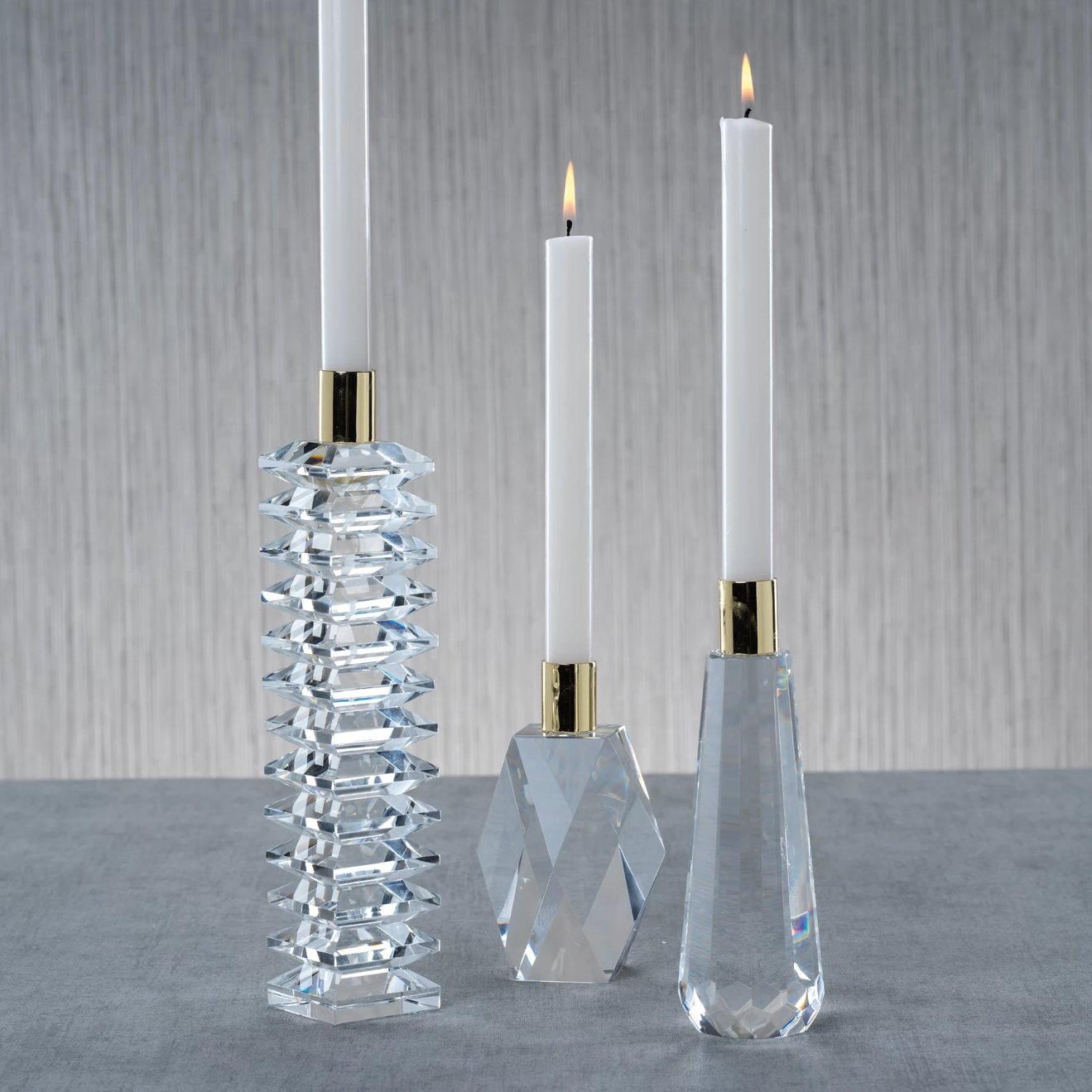 Florence Crystal Candleholders - Candle Holders by Carlyle Avenue