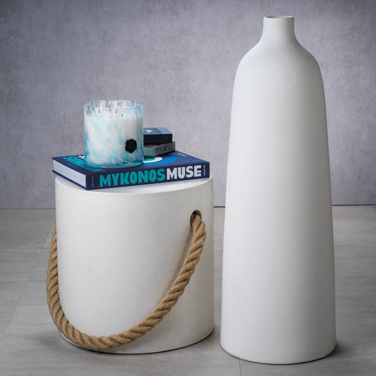 Bari All White Earthenware Vase - Vases by Carlyle Avenue
