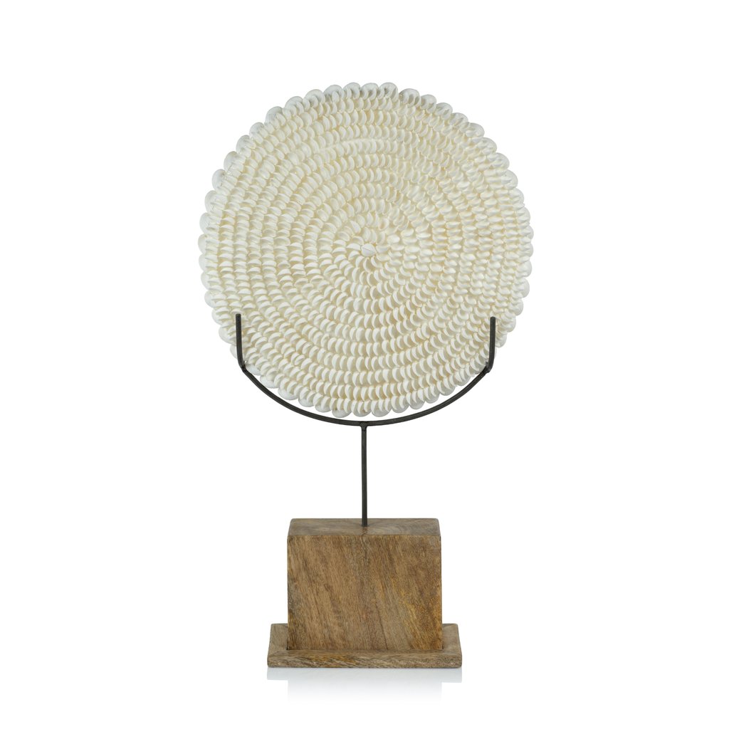 Natural Clamrose Sea Shells on Wood Stand - Decorative Accessories by Carlyle Avenue