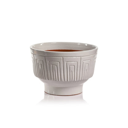 Luna Etched Ceramic Planter / Bowl - White - Planter by Carlyle Avenue