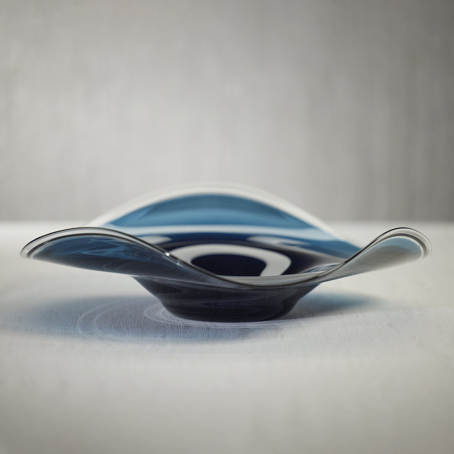 Tropezana Wave Glass Bowl - Blue - 13.75in