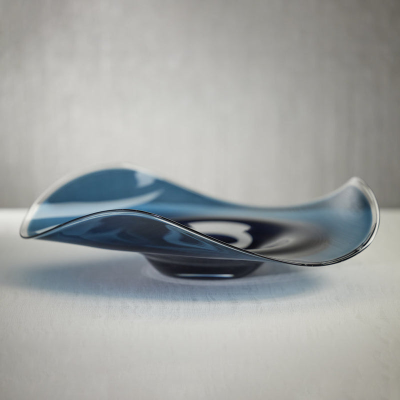 Tropezana Wave Glass Bowl - Blue - 18 in - Decorative Bowls by Carlyle Avenue