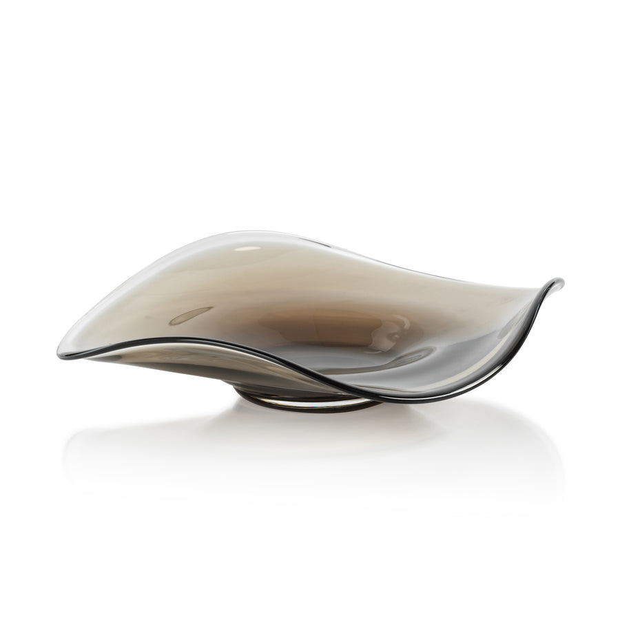 Tropezana Wave Glass Bowl - Taupe - 13.75in