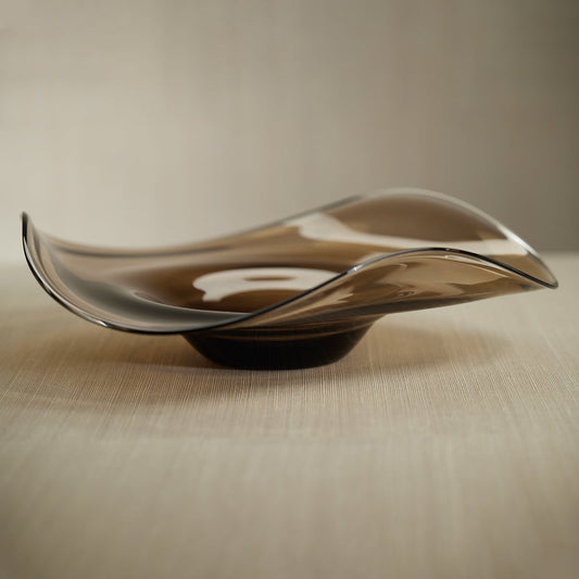 Tropezana Wave Glass Bowl - Taupe - 18 in - Bowls by Carlyle Avenue