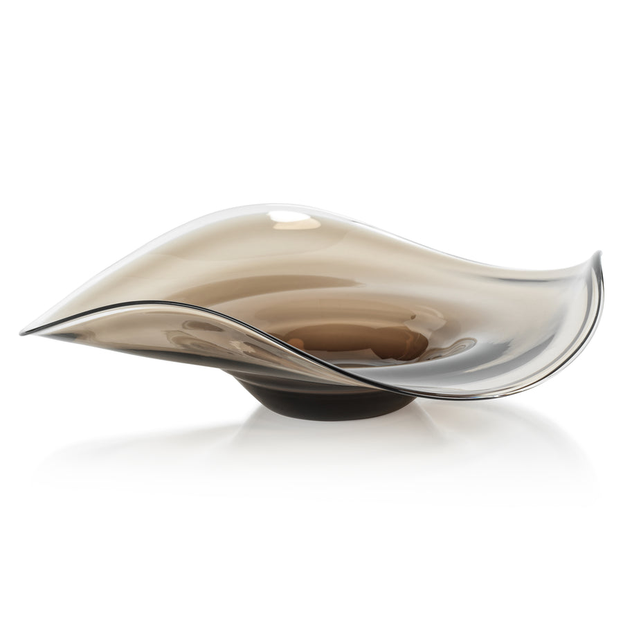 Tropezana Wave Glass Bowl - Taupe - 18 in