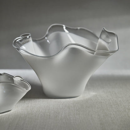 Tropezana Tall Wave Glass Bowl - White - 16.25 in - Bowls by Carlyle Avenue