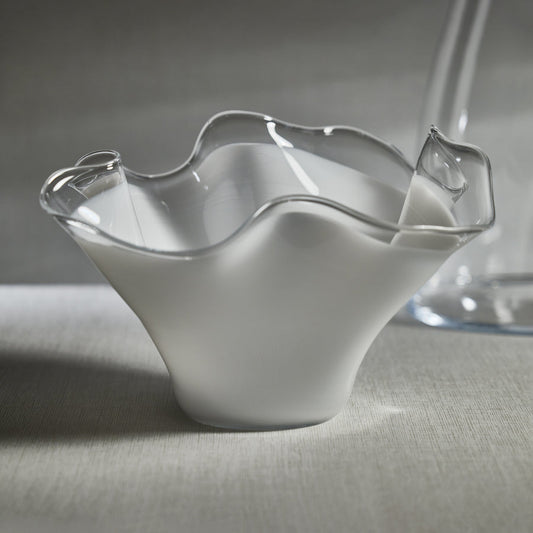 Tropezana Tall Wave Glass Bowl - White - 16.25 in - Bowls by Carlyle Avenue