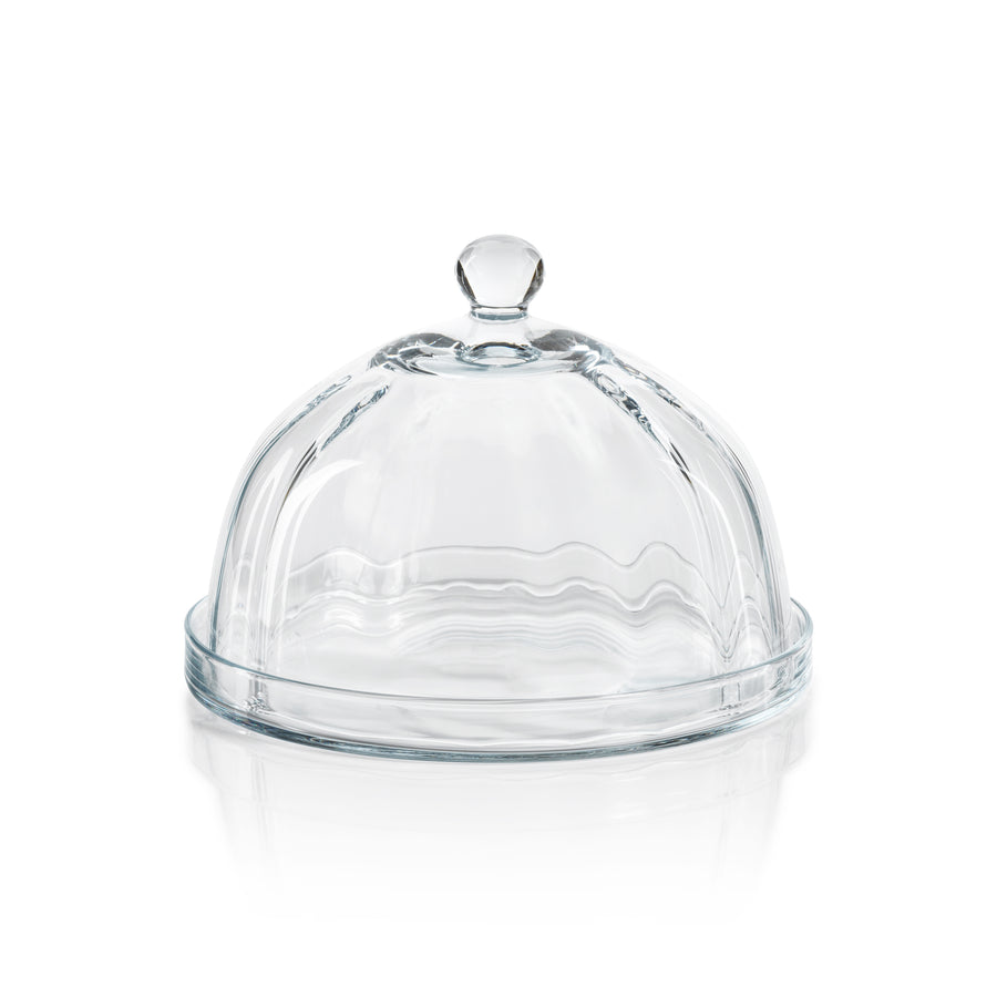 Loulou Optic Pastry Glass Plate with Cloche