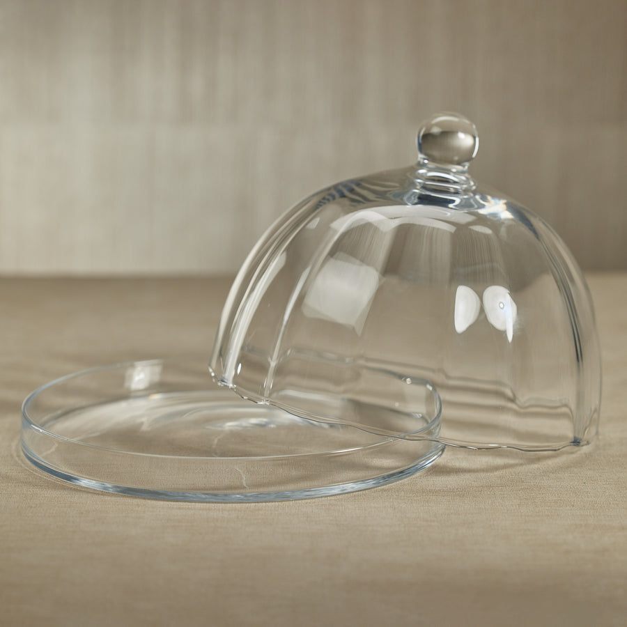 Loulou Optic Pastry Glass Plate with Cloche
