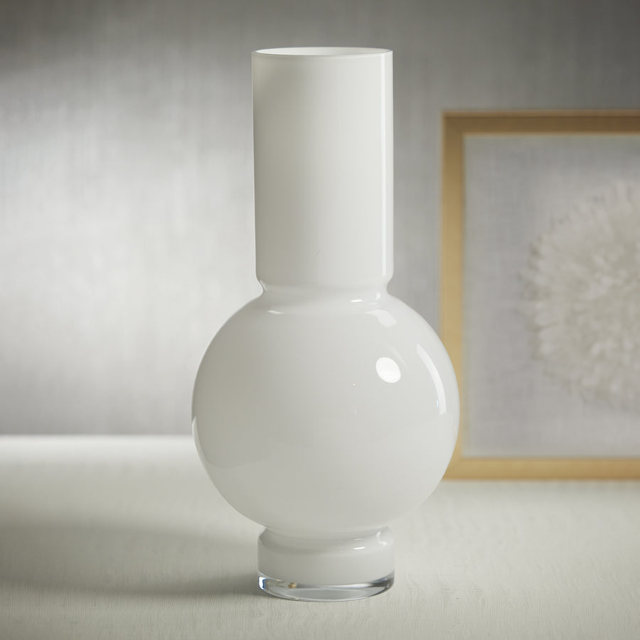 Monceau Glass Vase - White Opal