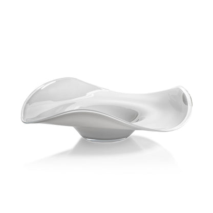 Lagoon Scissor Cut Wave Bowl - Opal White - 13.75 in - Bowls by Carlyle Avenue