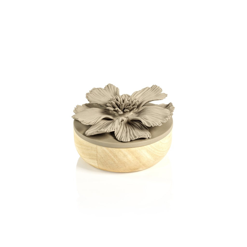 Cosmos Porcelain and Natural Wood Flower Box - Gray