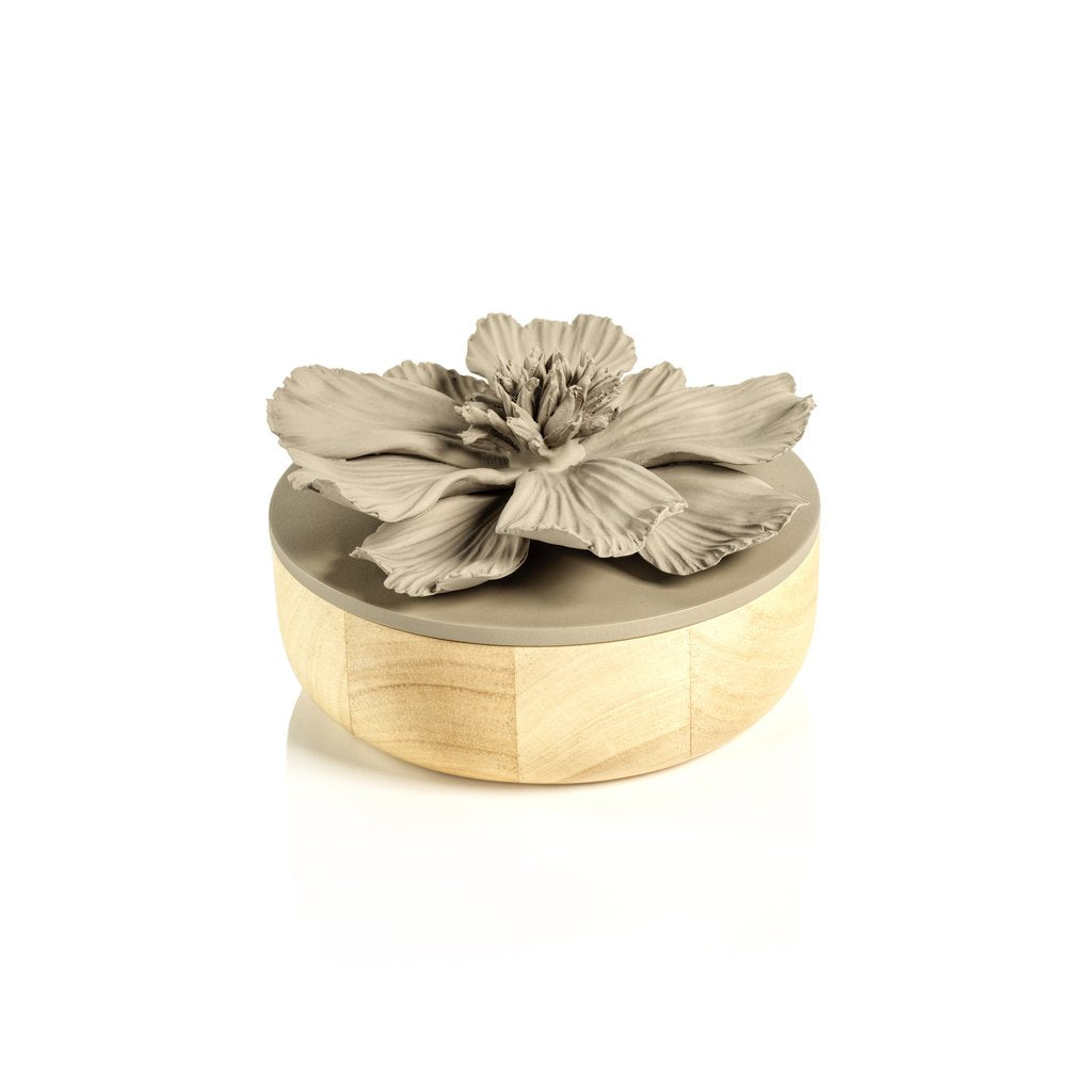 Cosmos Porcelain and Natural Wood Flower Box - Gray