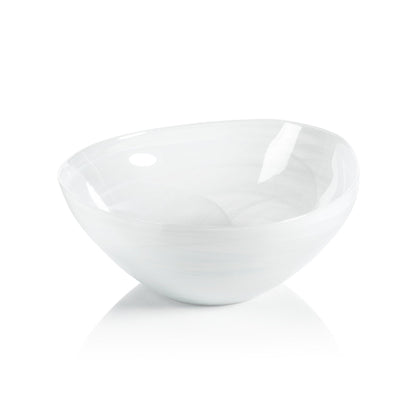 Monte Carlo Alabaster Glass Bowl - White - Bowls by Carlyle Avenue