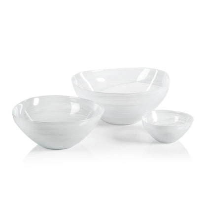Monte Carlo Alabaster Glass Bowl - White - Bowls by Carlyle Avenue