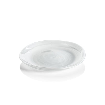 Monte Carlo Alabaster Glass Plate - White - Plates by Carlyle Avenue