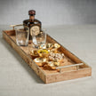 Leiden Burlwood Rectangular Tray with Gold Handles - Large