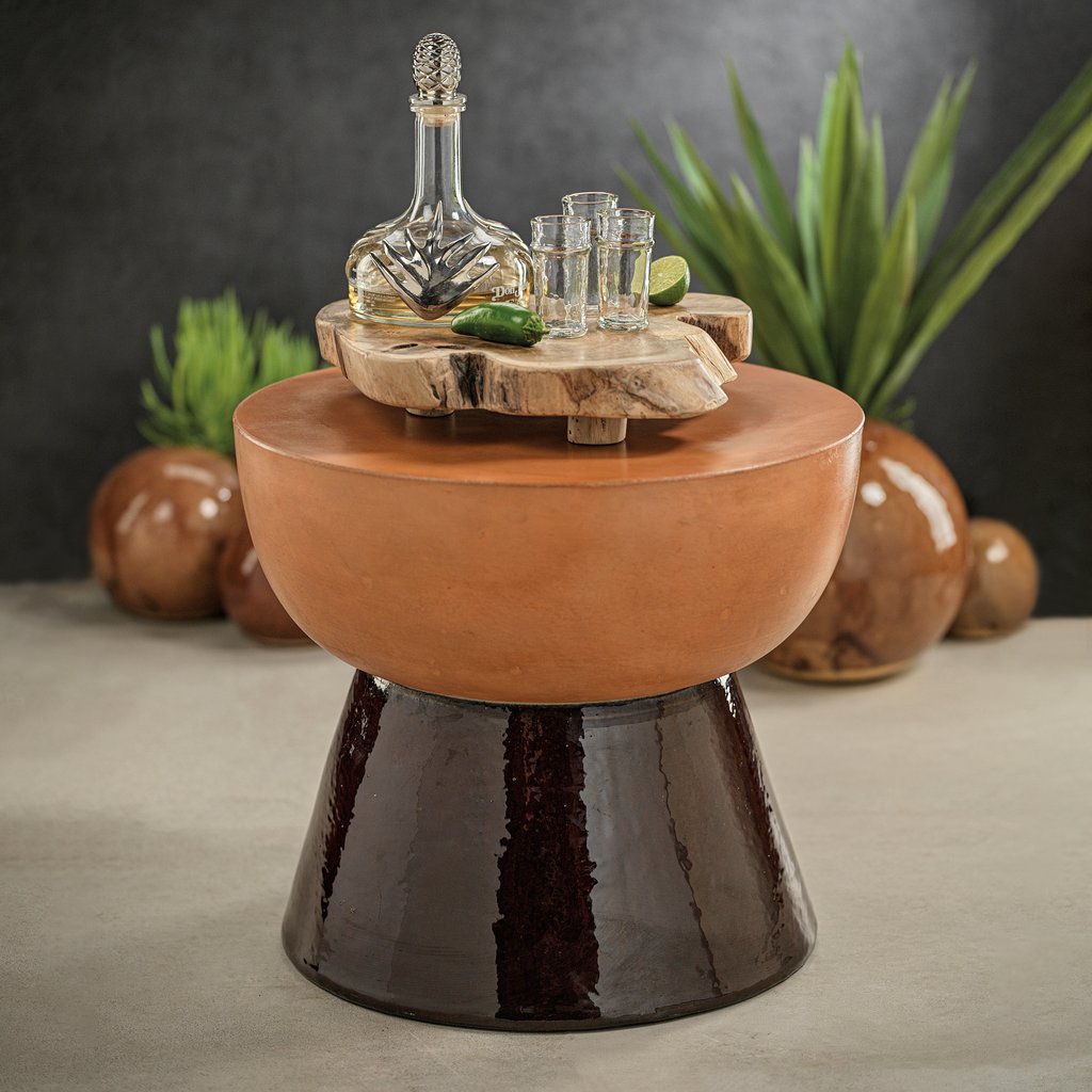 San Miguel Two-Tone Concrete Table - Terracotta/Brown