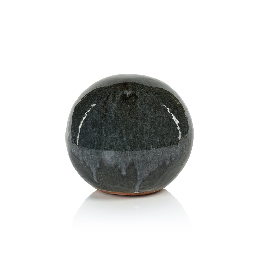 Cortez Blue-Gray Glazed Stoneware Decorative Ball