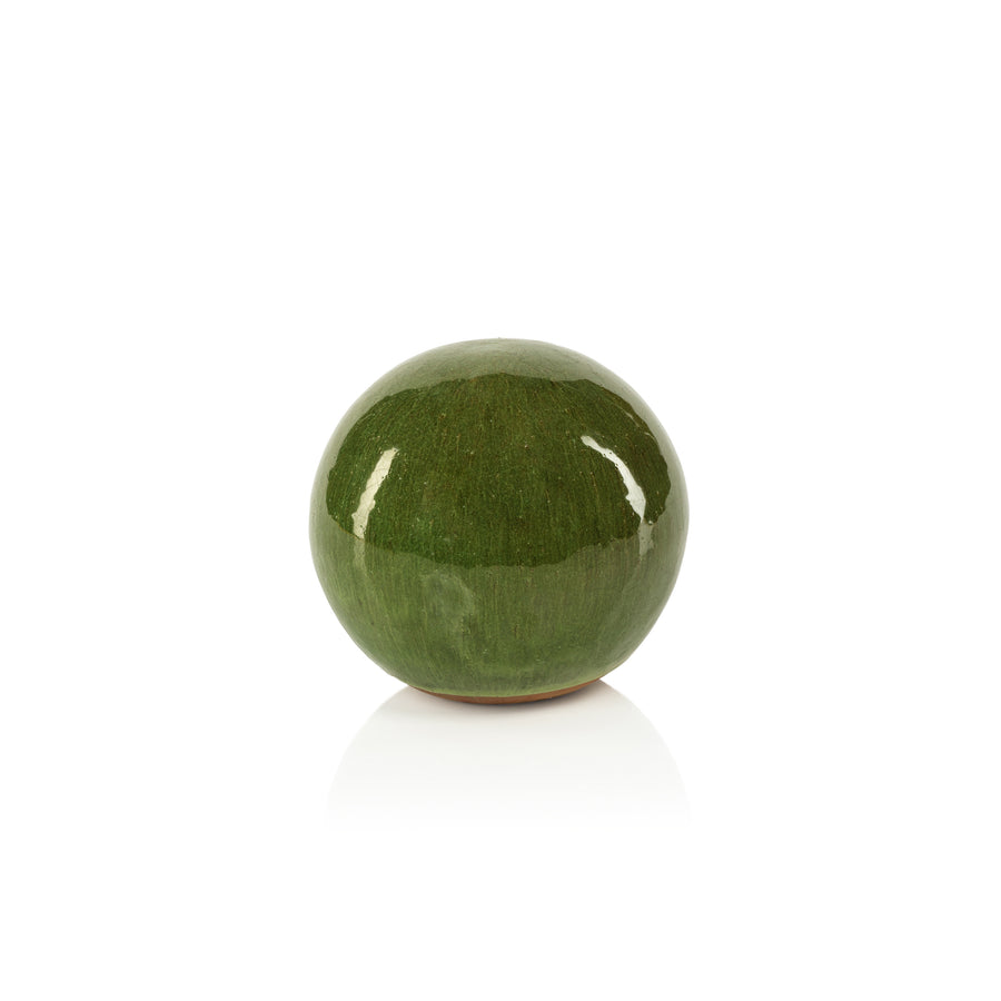 du-Rhône Green Glazed Stoneware Decorative Ball