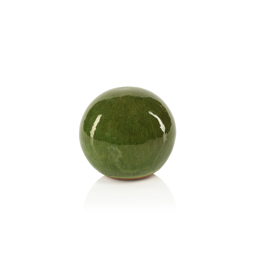 du-Rhône Green Glazed Stoneware Decorative Ball - Decorative Accessories by Carlyle Avenue
