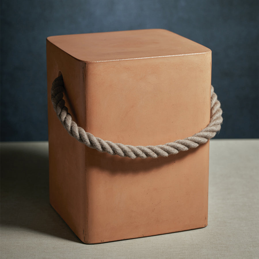Isola Concrete Stool w/Rope Handle - Terracotta