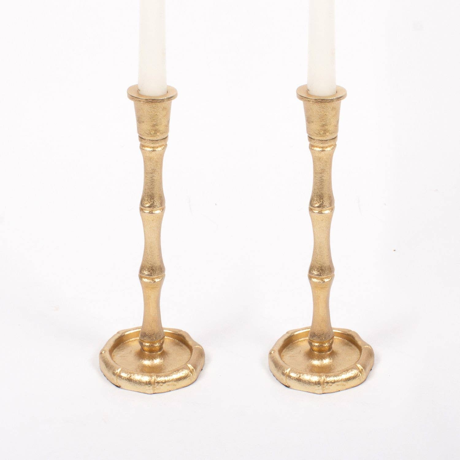 Gold Bamboo Candlestick Set