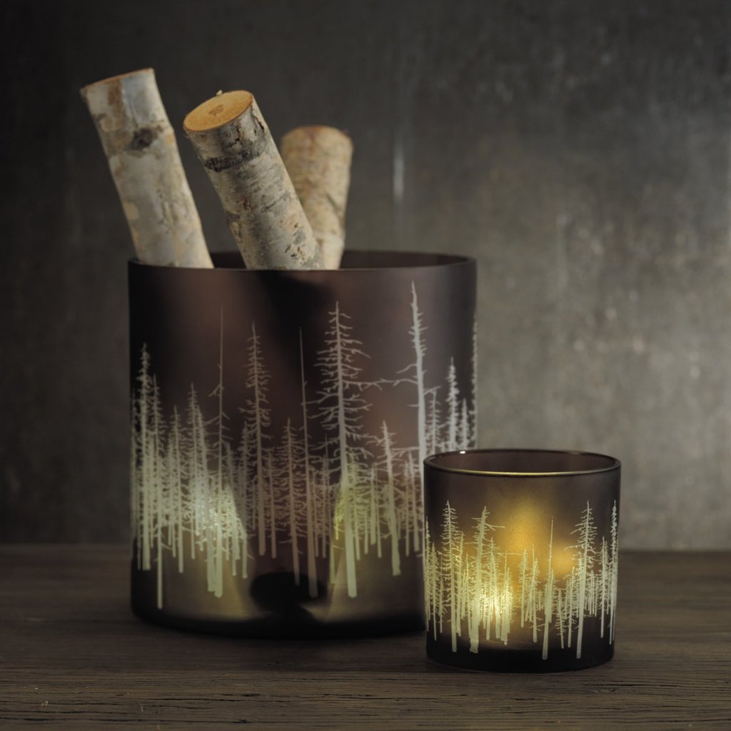 Birch Etched LED Hurricane - CARLYLE AVENUE
