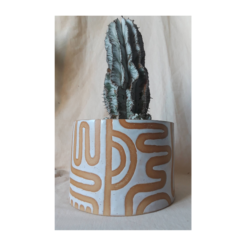 Wiggly Pattern Ceramic Planter
