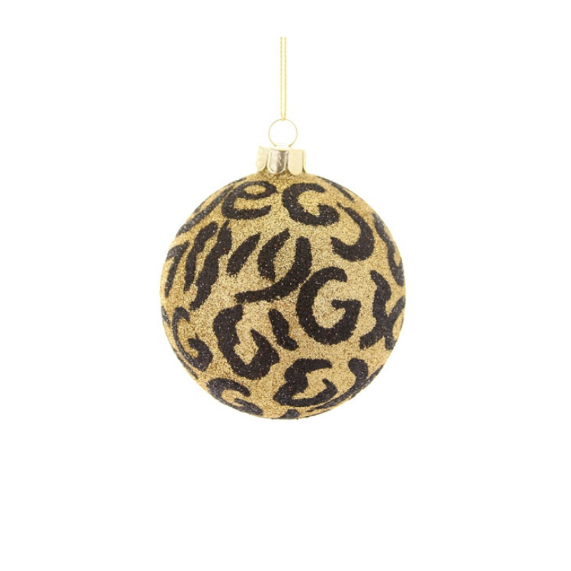 Glittered Leopard Ball Ornament