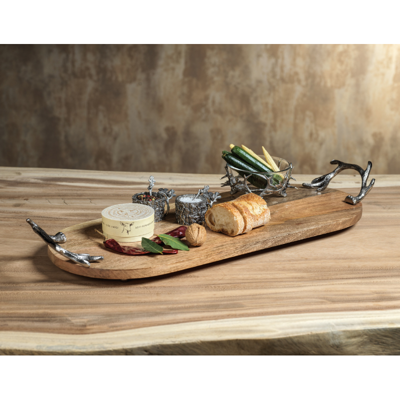 Wooden Oval Tray w/Antler Handles - CARLYLE AVENUE