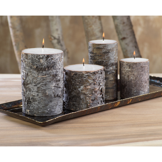 Dark Birchwood Fragrance Free Pillar Candle - CARLYLE AVENUE