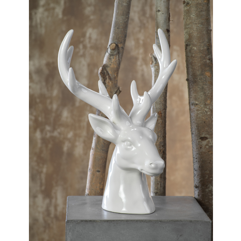 Ceramic Stagg Head - White - CARLYLE AVENUE