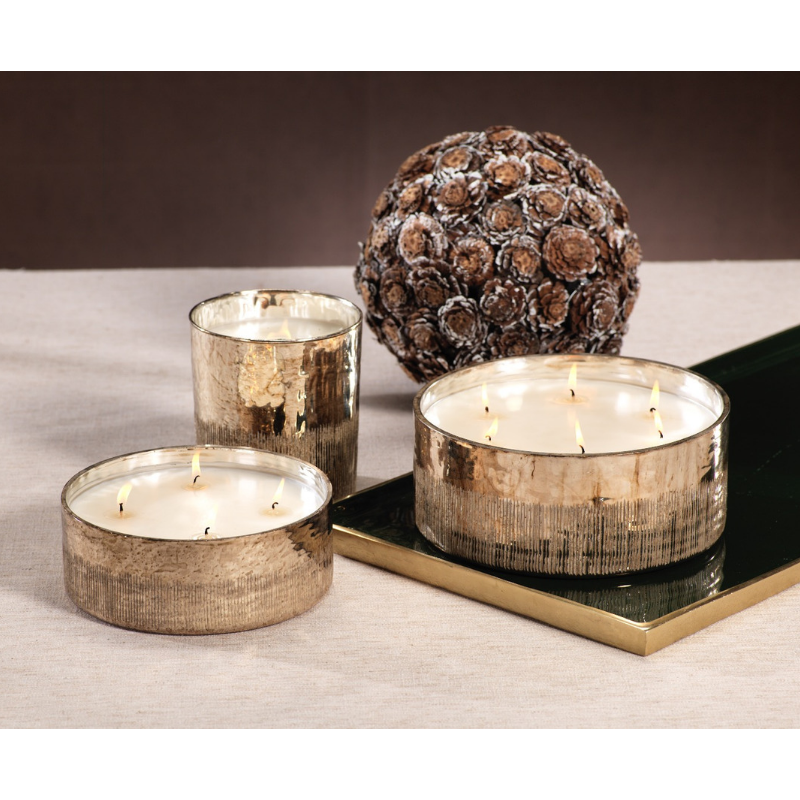 Zodax Metallic Pillar Candle with Gold & Silver Glitter