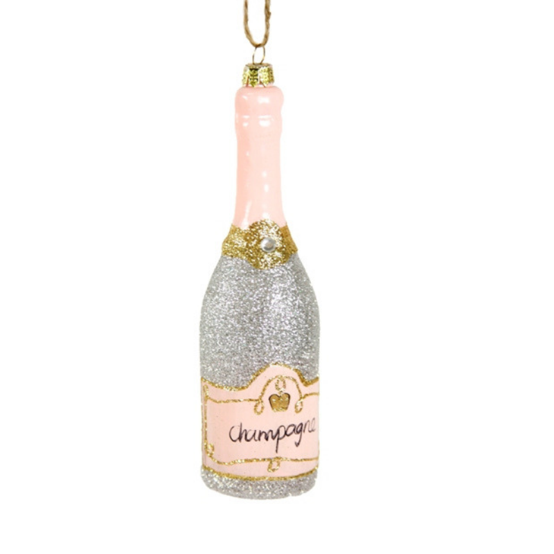 Glittered Champagne Ornament - Silver - CARLYLE AVENUE