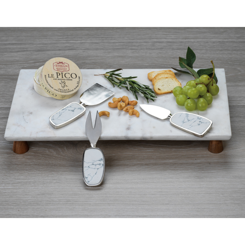 Amalfi Marble Cheese Tray on Acacia Wood - CARLYLE AVENUE