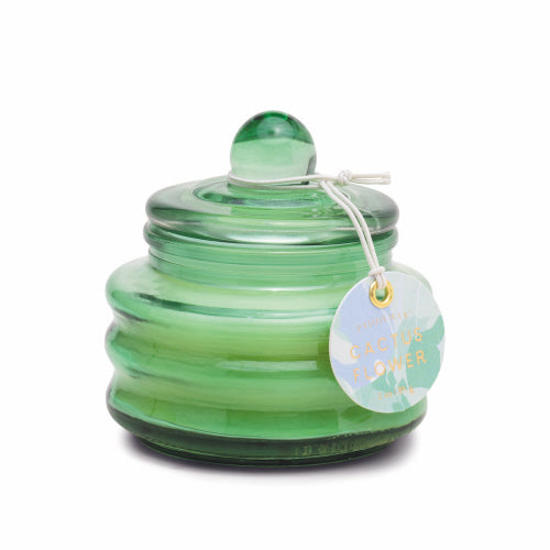 Green Mini Bubble Glass Candle - Cactus Flower
