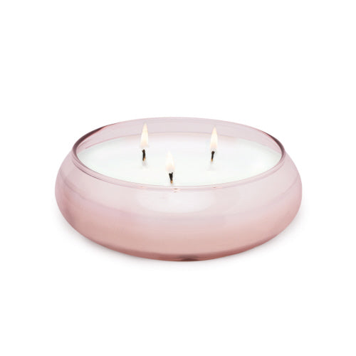 Pink Bubble Glass Candle Bowl - Patchouli & Pear