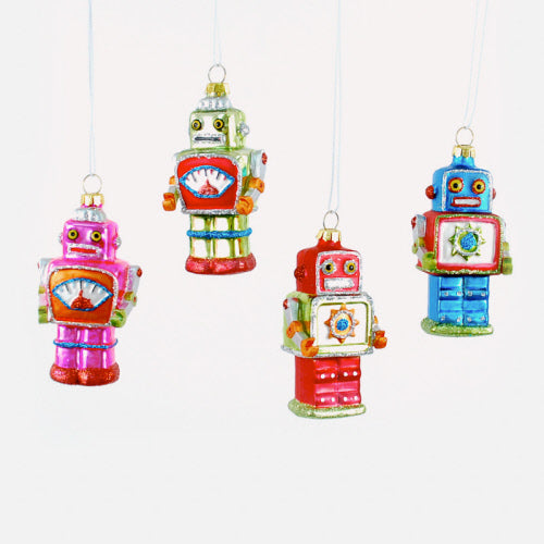 Set of 4 Assorted Mini Robot Ornaments