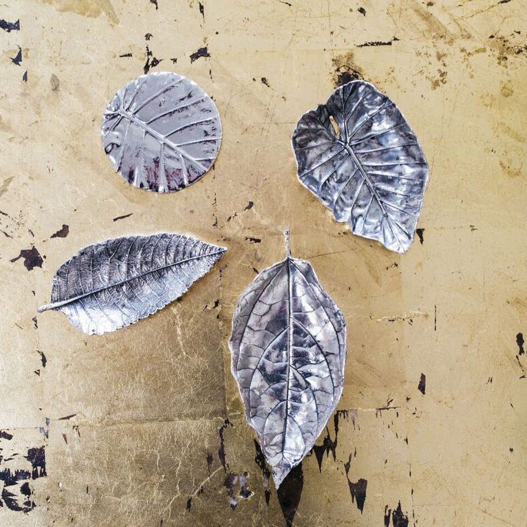 Antique Pewter Leaf Tray - Set of 6 - CARLYLE AVENUE